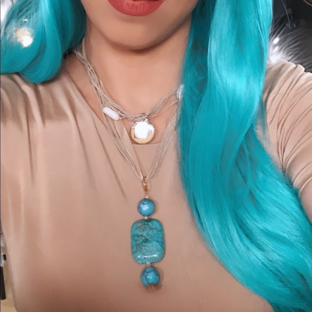 Gorgeous Turquoise Stone Boho organic necklace